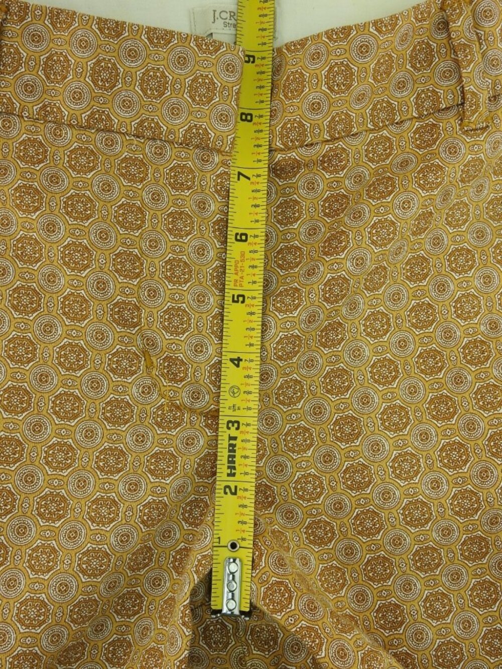 J Crew City Fit Printed Pants Womens Sz 6 Stretch Ankle Geormetric Gold - Picture 6 of 7